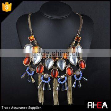 Bib Boho Necklace,Chain Tassel Necklace,Drop Handmade Choker Necklace