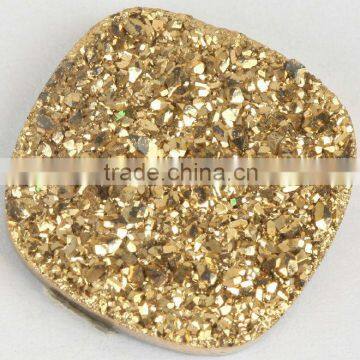 10mm square cut agate druzy/drusy stone coated gold cabochons