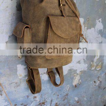 Distressed Leather Hand Made Ruck Sack Bag's/Biker's Back Pack in real leather