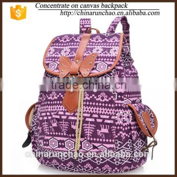 China supplier camping butterfly leather canvas backpack national wind minecraft school bag for girls rucksack