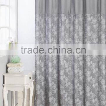Printed Microfiber Shower Curtain Flower Design Fabric