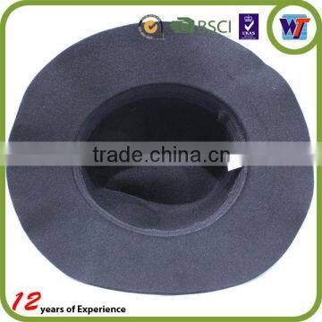 Wide Brim Flat Top Black Wool Felt Cheap Fedora Hat Rack For Men photo-5