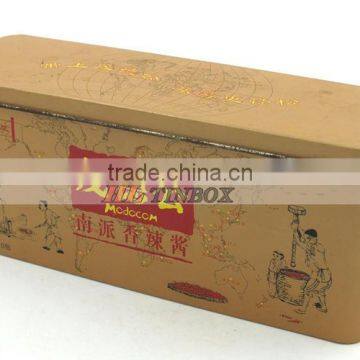 Tinplate Metal Type Rectangular Tin Box with Hinged Lid