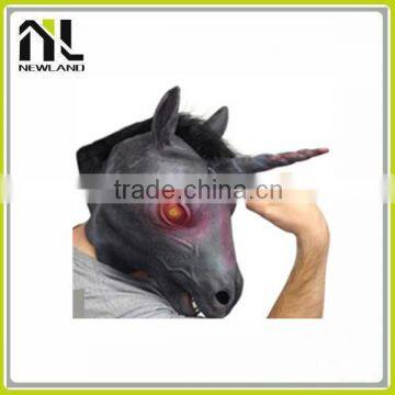 2015 The Newest Design Celebration Party Fancy Dress Latex Black Unicorn Head Mask