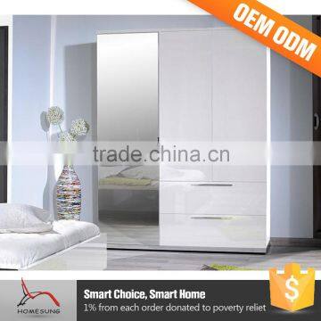 Bedroom Furniture Sliding Door Design Wood Wardrobe With Mirror photo-2