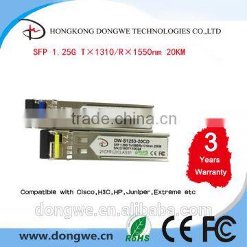 GLC-BX-U, Cisco compatible BIDI SFP 1.25G 1310TX/1550RX 10km, Fiber Optical Transceiver Module