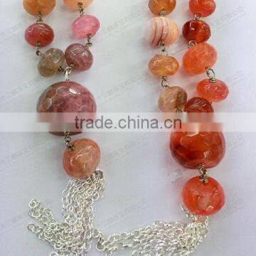 Natural agate stone faceted beads necklace