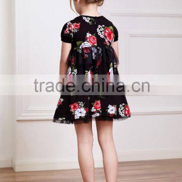 Beautiful Embroidered Baby Girl Dress,black Casual Dress With Flower Pattern