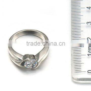 Wholesale High Quality Stainless Steel Women Silver Jewelry Shiny Diamond Ring Design photo-3