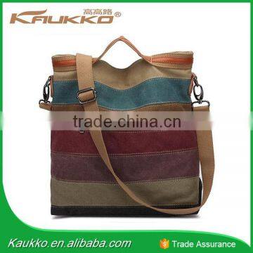 Women Multi Color Canvas Striped Cross Body Bags Fashion Satchel Bags Top Quality College Canvas Tote Handbags photo-3