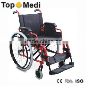 Rehabilitation Therapy Supplies Guangzhou Topmedi Flip Up Desk Armrest Aluminum Manual Chair price of wheelchairs