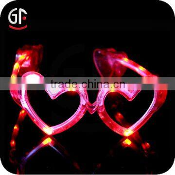 Factory Wholesale Red Heart-Shaped Plastic Led Party Sunglasses