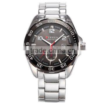 CURREN Brand New Men Black Dial Silver Stainless Steel Auto Date Analog Male Sport Quartz Watch