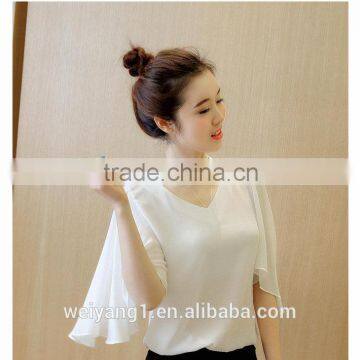 Fashion Sweet Teen Girl Chiffon Blouses Flare Sleeve Loose Blouses