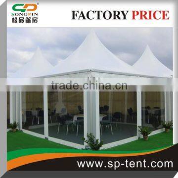 aluminum frame dinning tent 4x4m for 10 person tent with clear glass wall