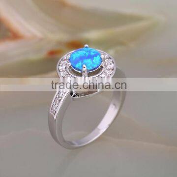 2015 Top design brass cz ring man-made blue fire ocean opal jewelry