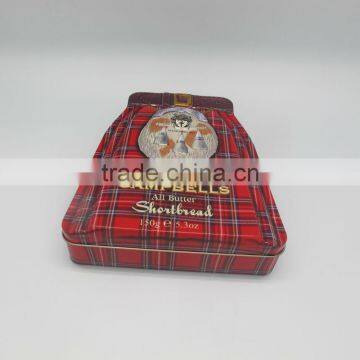 skirt shape customized biscuit metal tin sheet printed biscuit tin