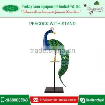 Customly Designed Metal Peacock With a Stand for Garden Decoration