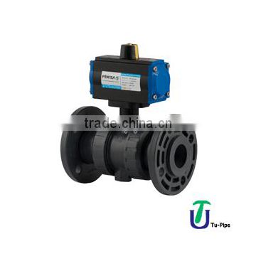 U-PVC Pneumatic Actuation Double Acting True Union Ball Valves For Acid (Both Side Female Threaded Ball Valve)