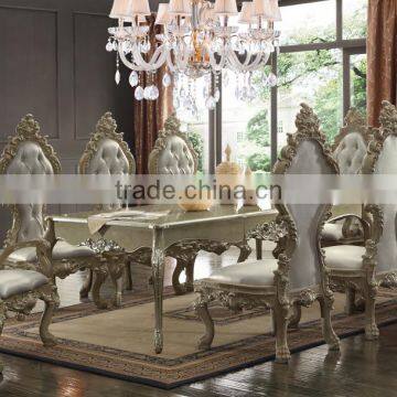 European Peacock Design Royal Rectangle Dining Table, Pure Hand Carved Upholstery Dining Chair And Furniture(MOQ=1 SET) photo-6