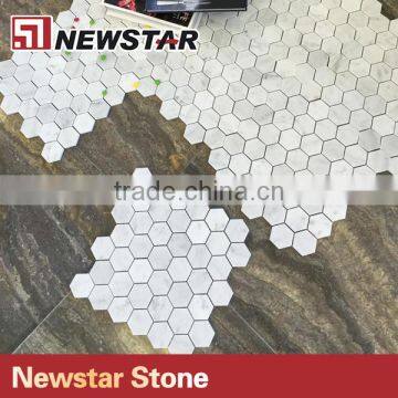 Newstar White Marble Hexagon Tile Designs Bianco Bathroom Floor Mosaic photo-3