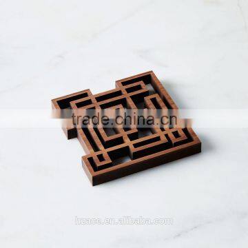 Laser-Cut Walnut Teapot Trivet Dish Trivet Exclusive Trivet photo-2