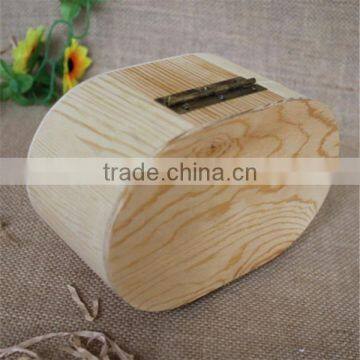 FSC High Quality Natural Oval Hinged Pine Wooden Jewelry Gift Box photo-2