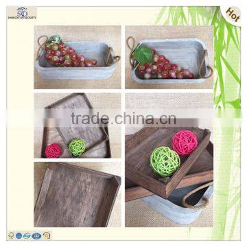 Antique String Clasp Black Gray Color Wooden Tray photo-6