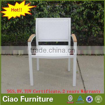 Stackable Leisure Outdoor Furniture Rattan Chair With Teak Wood Arm photo-2