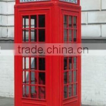 Botou hengsheng supplied high quality london telephone booth for sale / red antique telephone booth with glass steel HS-B-13