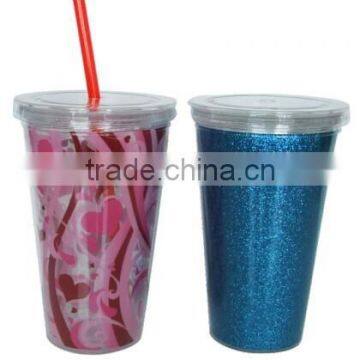 New Disposable 16oz Custom Plastic Tea Cup with Lid and Straw