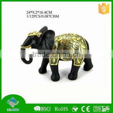 Black and gold combination beautiful resin elephants decoration craft