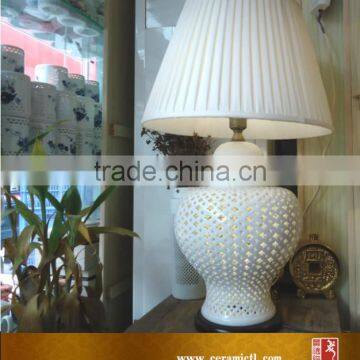 White Ceramic Ginger Jar Lamp photo-4