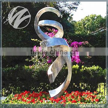 Abstract brushed stainless steel sculpture for outdoor decor