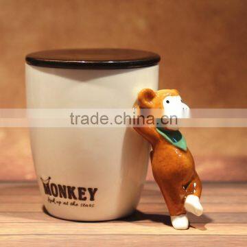 3D animal handle coffee mug with lid