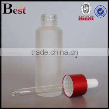 China High Quality Frosted Cosmetic Essence Parfume Bottle Glass 50 ml Red Aluminum Dropper Bottle Glass Wholesale photo-2