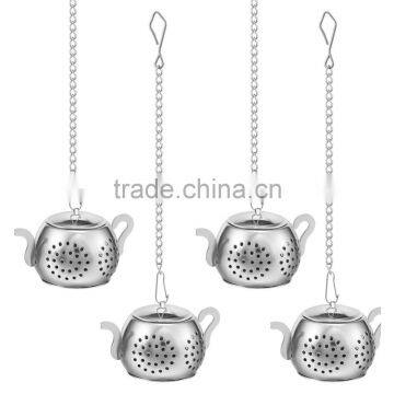 WCQ029 Tea Infuser Tea Ball Stainless Steel Loose Leaf Tea Strainer With Chain and Drip Trays Teapot Infuser Gift photo-2