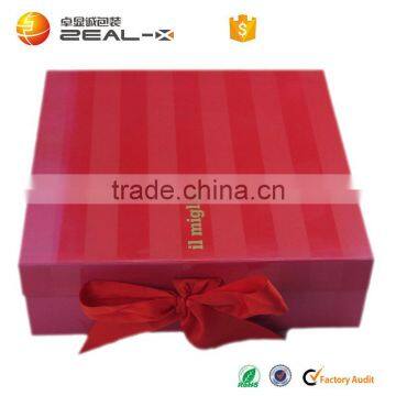 Custom White Cardboard Folding Gift Boxes With Logo Hot Stamping With Ribbon Packing Wholesale