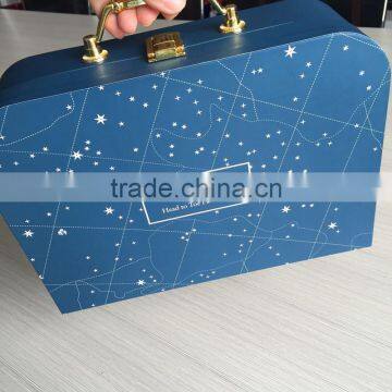 Classical white Children memory gift suitcase box with handle