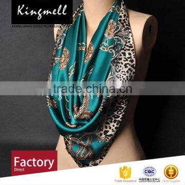 Custom Chinese Supplier' Digital Printing Silk Satin Lady Scarf Square Scarf photo-5