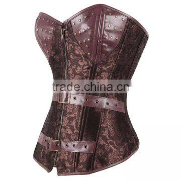 Lover-beauty Flowery Printed Leather Steel Boned Corset photo-2