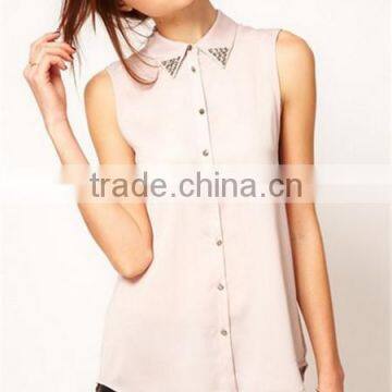 lady chiffon blouse tops woman sleeveless blouses tops