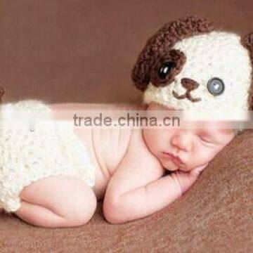 newborn baby dog hat cap cotton photography prop animal hat cap crochet knitted beanie