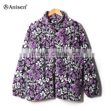 high quality 100% polyester printing ladies fleece sport jacket