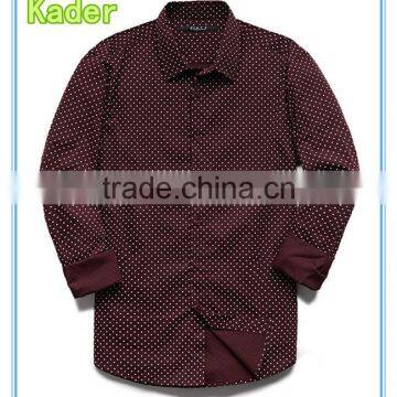 Polka dot design burgundy shirts long sleeve dress shirts