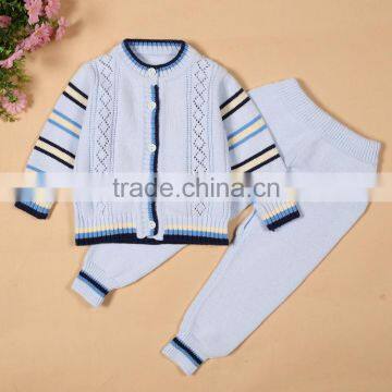 Fashion Cute Design Baby Knitted Pink Sweater Clothing Infant Pant Coats Set photo-5