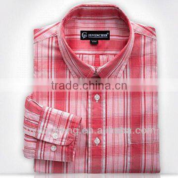 plaid three button collar casual mens red flannel shirt