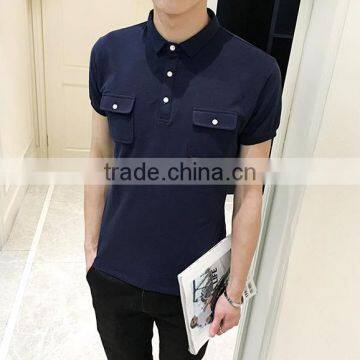 2016 Fashion Custom 100 Cotton Two Color Polo Shirt With Double Pocket photo-5
