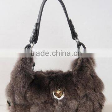 High Quality Luxury Dye Fox Fur Handbag / Winter Wine Fox Fur Bag photo-5