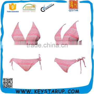 Pink Custom Print Lovely Hot Sexy Girl Bikini Swimwear